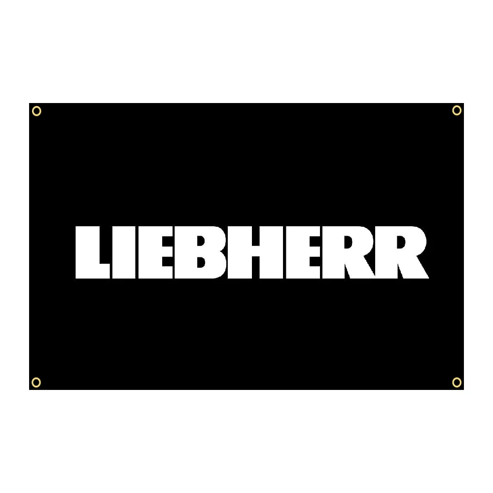 90X150Cm Bandera Liebherrs De Poliestere Impresa, Bandera De Excavadora Para Decoraciion