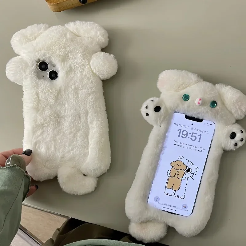 Adatto Per Iphone 15 Pro Max 11 12 13 14 Pro Max Plus Winter New Custom Cute Plush Puppy Phone Case Cover