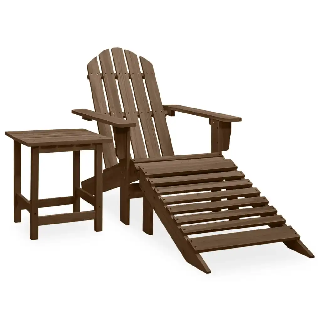 Sedia Da Giardino Adirondack Con Pouf E Tavolo In Pino Marrone
