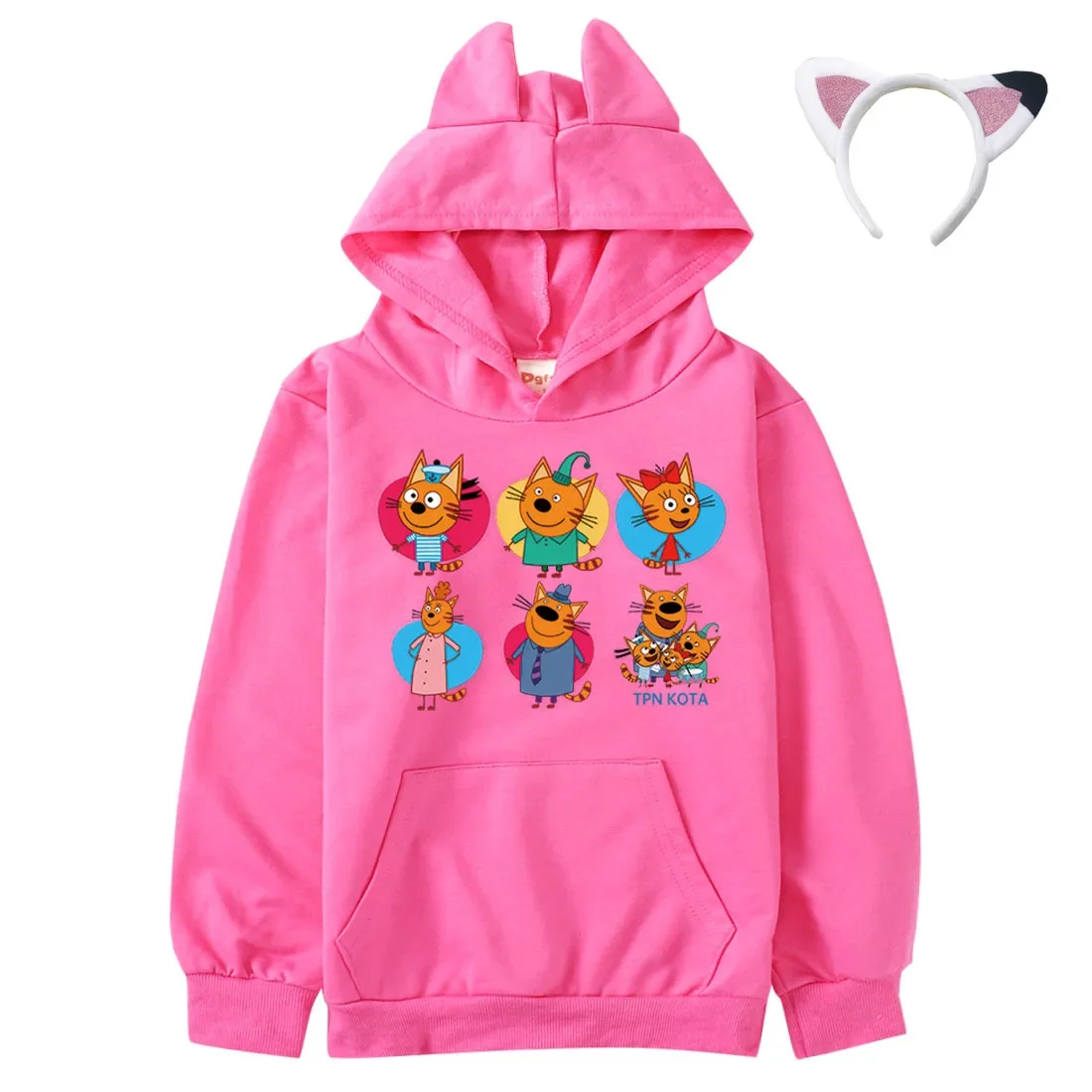 Russian Coful Cnauc00/Coful Coultid Kid E Cats Felpa Con Cappuccio Kids My Family Three Happy Kittens Cats Clothes Neonate Felpe Con Cappuccio Ragazzi