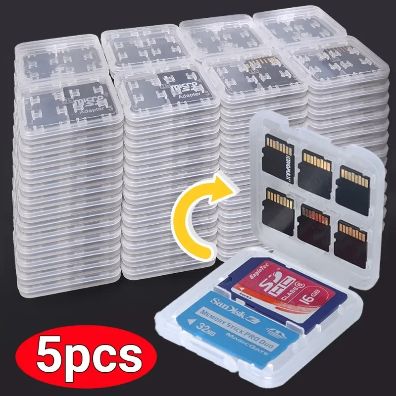 8 In1 Sim Card Storage Box Plastica Trasparente Memory Card Organizer Custodia Per Sd Sdhc Tf Office Travel Portable Cards Box