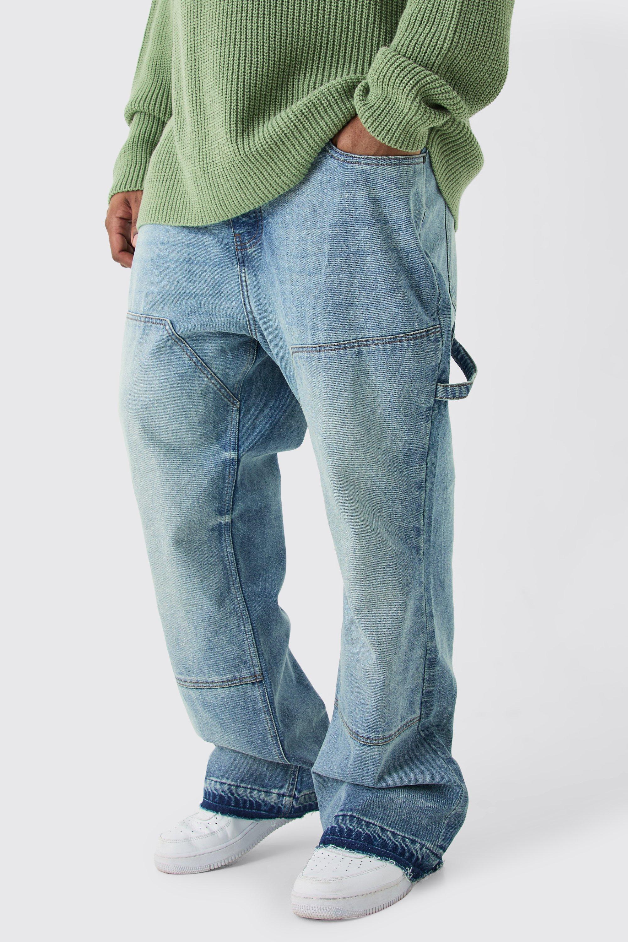 Plus Slim Rigid Flare Carpenter Jeans, Azzurro