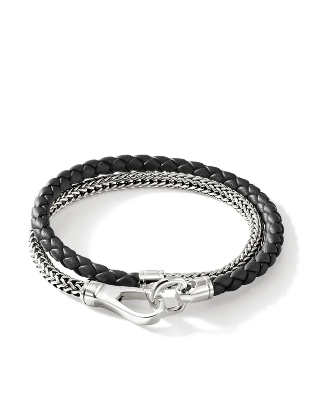 John Hardy sterling silver and leather wrap bracelet - Argento