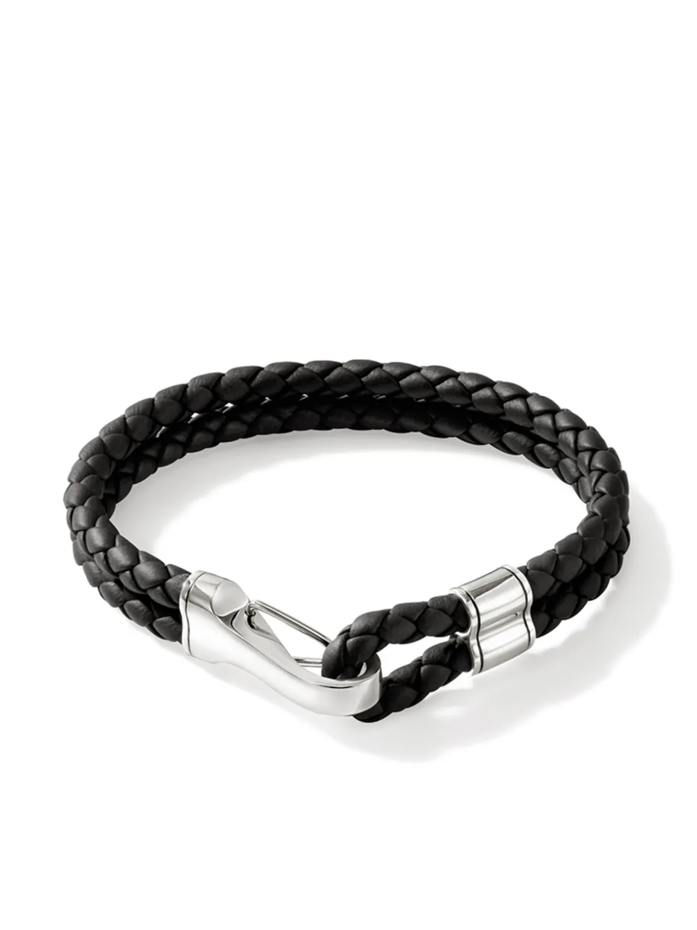 John Hardy sterling silver and leather bracelet - Nero