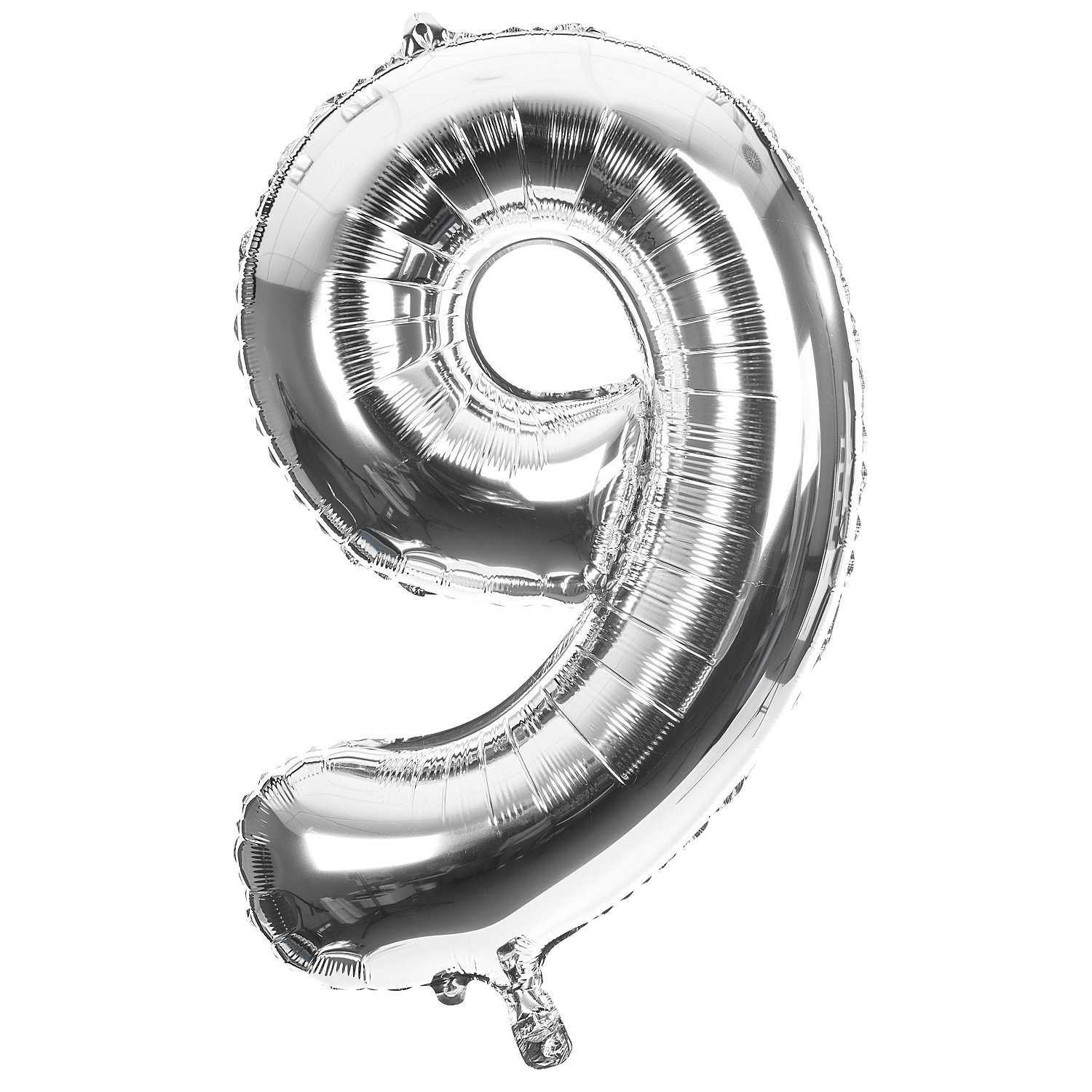 Ballon hélium chiffre "9", argent, 86 cm