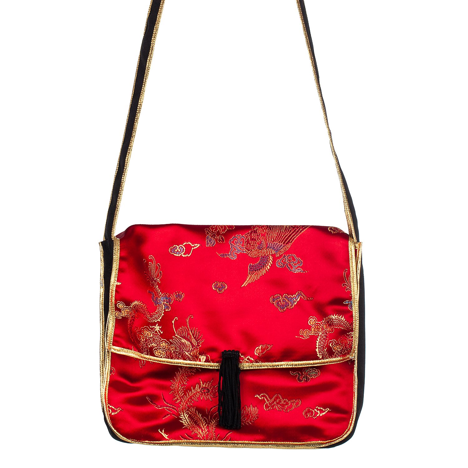 Sac à main "Asie", rouge/noir/doré