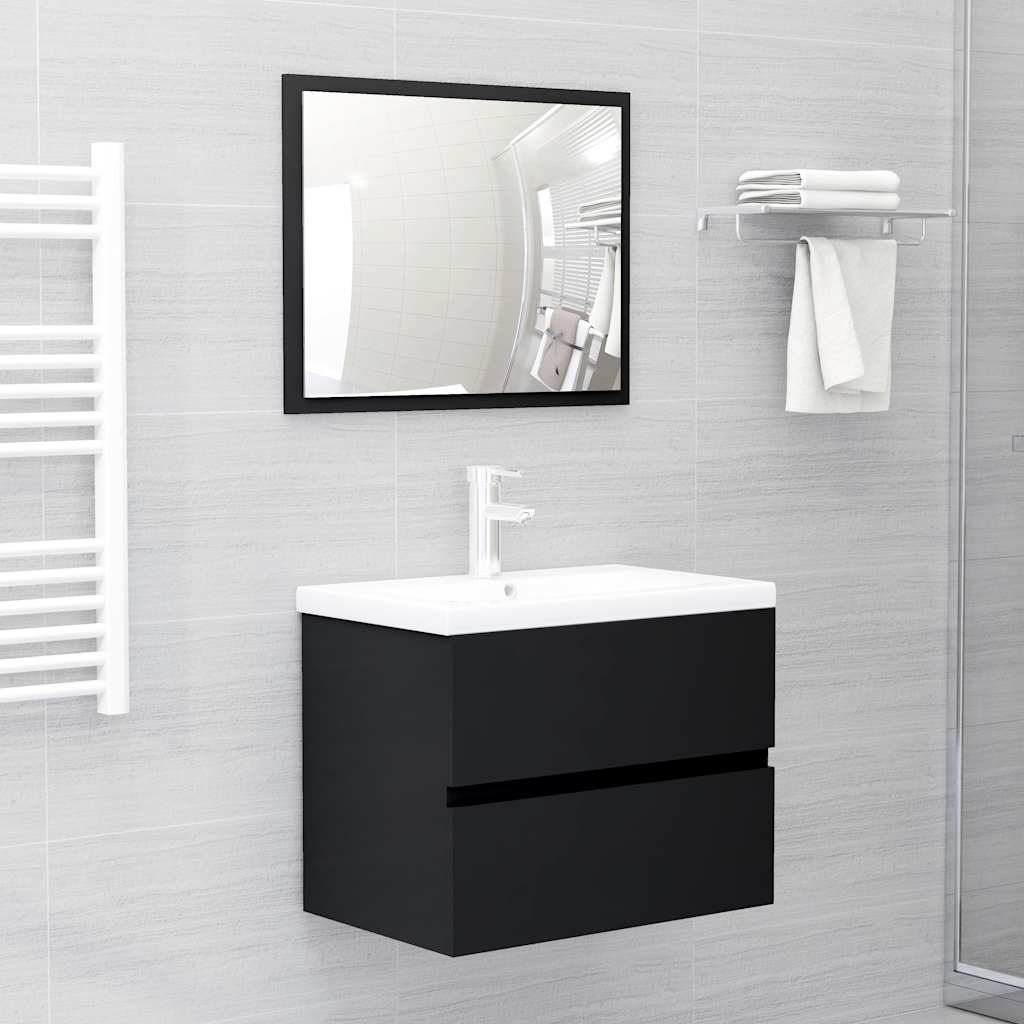 vidaXL Ensemble de meubles de salle de bain 2 pcs Noir Aggloméré