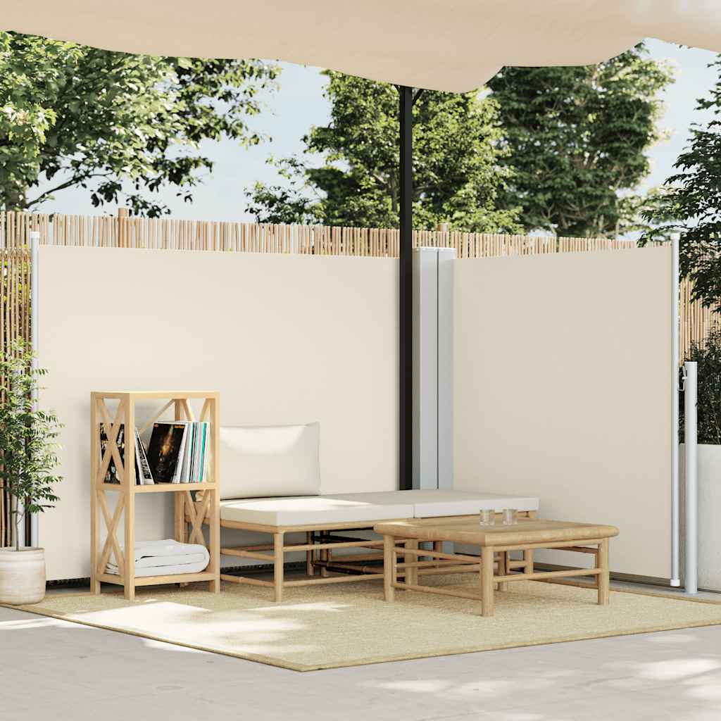 vidaXL Auvent latéral rétractable Crème 140 x 600 cm