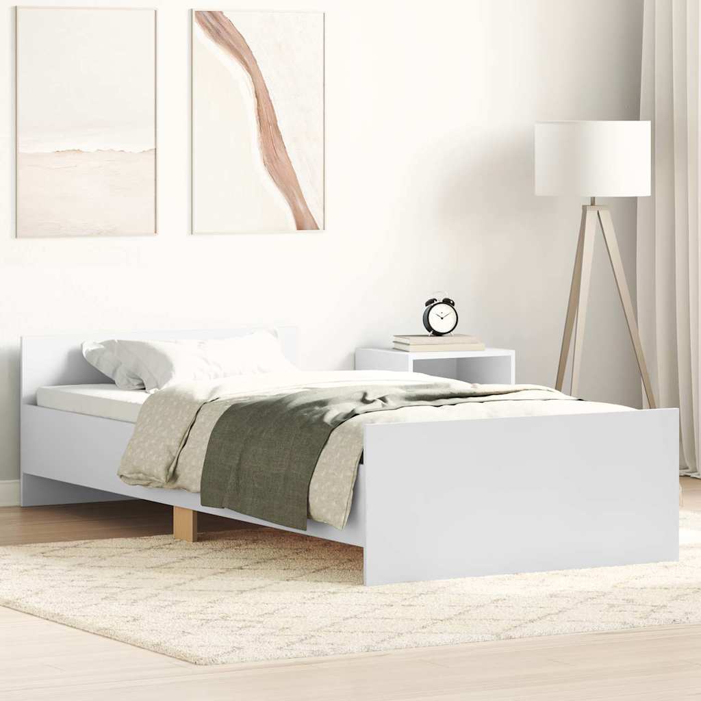 vidaXL Cadre de lit blanc 90x190 cm bois d'ingénierie