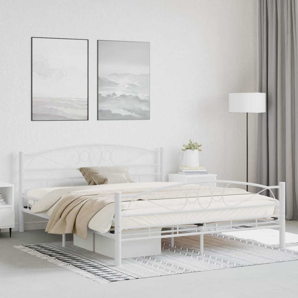 vidaXL Cadre de lit Blanc Métal 160 x 200 cm