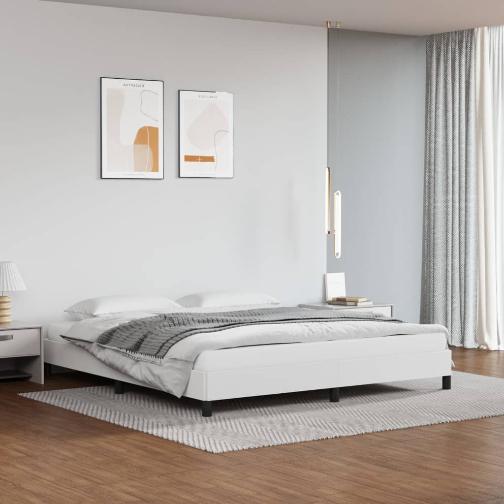 vidaXL Cadre de lit Blanc 160x200 cm Similicuir