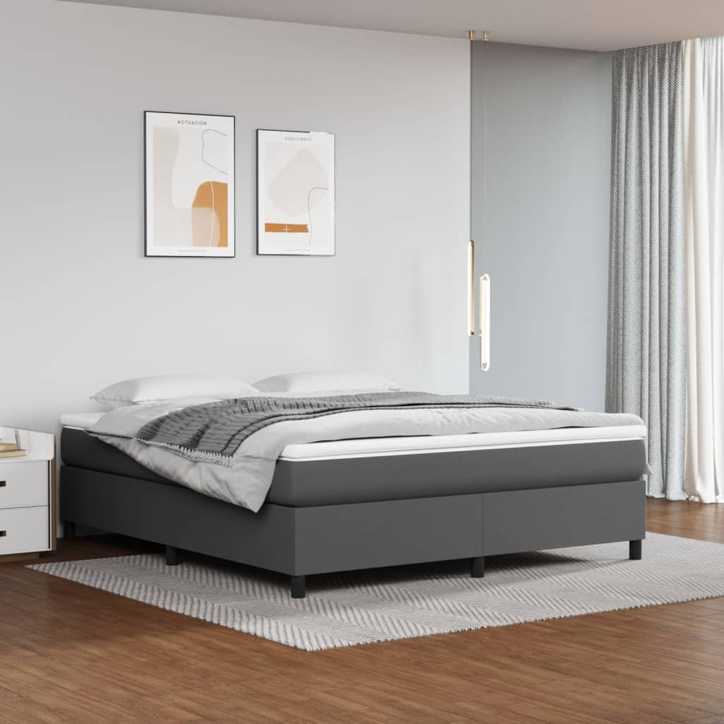 vidaXL Sommier à ressorts de lit Gris 180x200 cm Similicuir