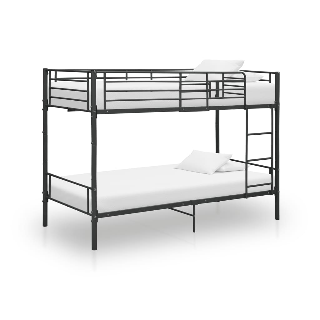 vidaXL Lit superposé Noir Métal 90x200 cm