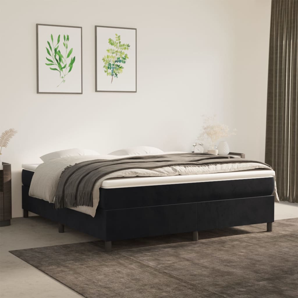 vidaXL Sommier à ressorts de lit Noir 180x200 cm Velours