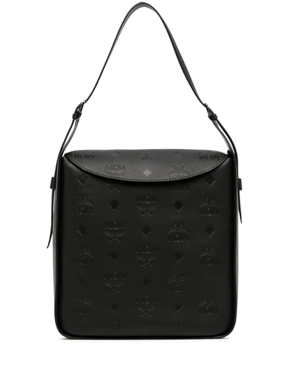 MCM Borsa a spalla Aren grande con monogramma - Nero
