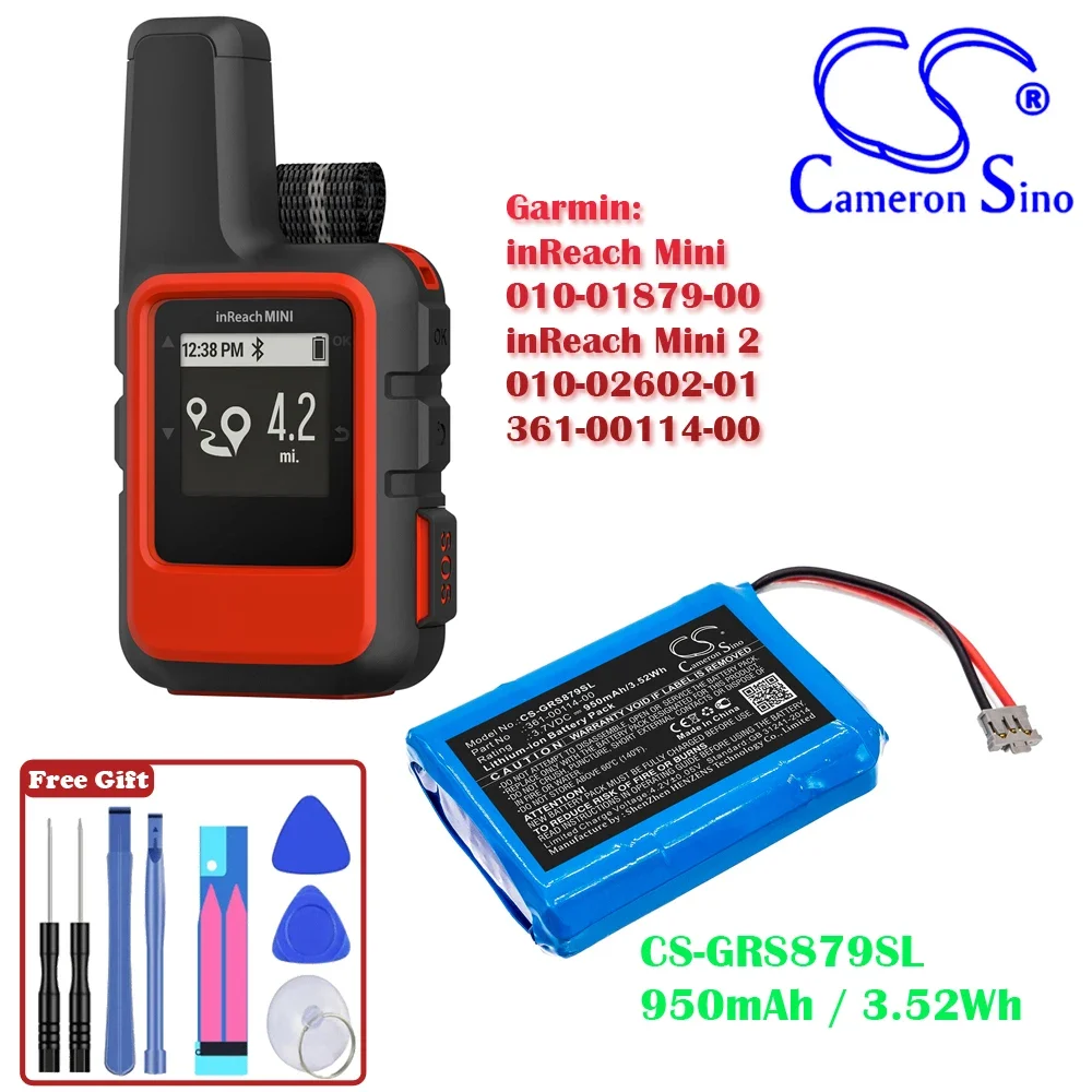 Gps, Navigatore 950Mah / 3.52Wh Batteria Per Garmin 361-00114-00 Inreach Mini 010-01879-00 Inreach Mini 2 010-02602-01
