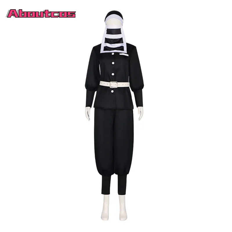 Aboutcos Goto Costume Cosplay Anime Demon Slayer Sparksmith Village Arc Kimetsu No Yaiba Black Kakushi Uniform Face Outfits