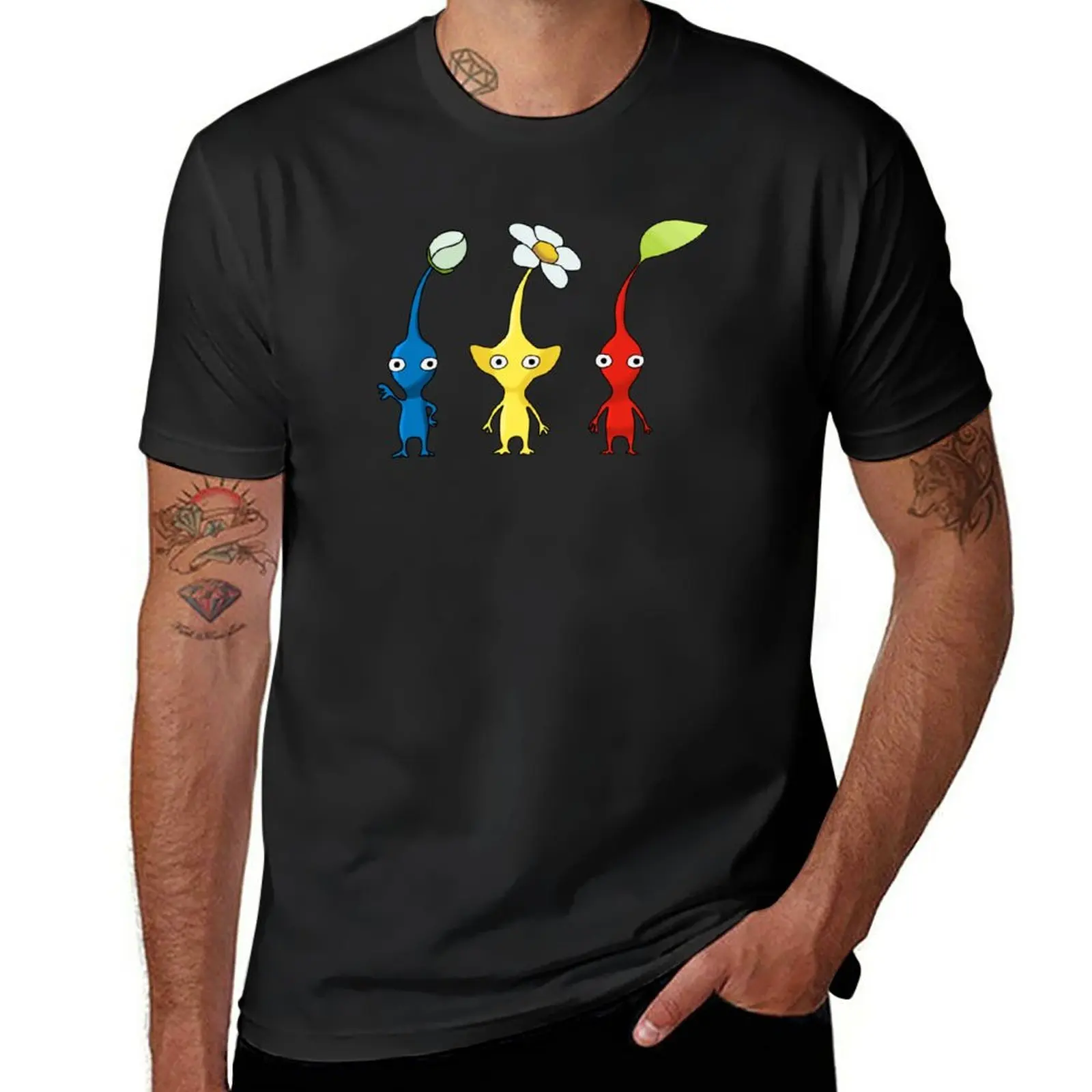 New Blue, Yellow And Red Pikmin Sticker Set T-Shirt T-Shirt Vintage T-Shirt Corta T-Shirt Da Uomo Pack