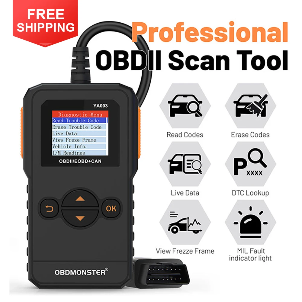 Ya003 Strumento Di Scansione Diagnostica Per Scanner Obd2 Per Auto Obd 2 Lettore Di Codici Professionale Per Autoveicoli Scanner Check Engine Auto Obd