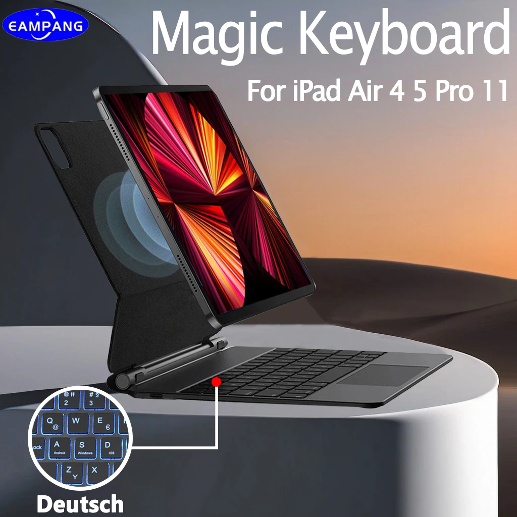 Tastiera Magica Tedesca Per Ipad Air 4 4Th Air 5 5Th Generation Pro 11 2018-2022 1St 2Nd 3Rd 4A Generazione Tastiera Retroilluminata