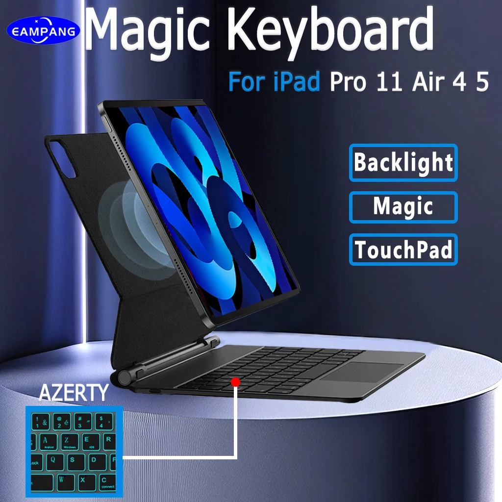 Tastiera Magica Per Ipad Air 4 4Th Air 5 5Th Generation Pro 11 2018-2022 1St 2Nd 3Rd 6Th Gen Tastiera Retroilluminata Azerty Francese