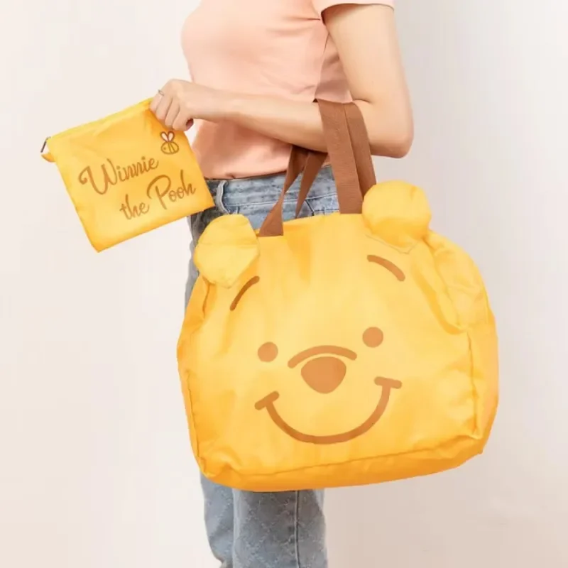 Giappone Carino Circostante Winnie The Pooh Stitch Borsa Pieghevole Da Viaggio Tie Rod Shopping Bag Cartoon Borsa Leggera