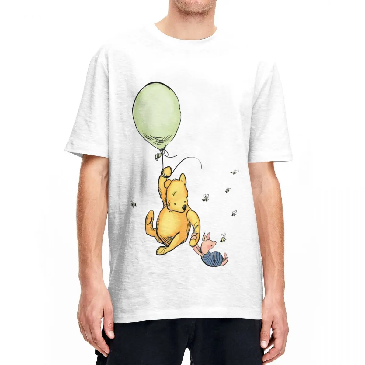 Winnie The Pooh Maialino Con Api T-Shirt Uomo Donna Girocollo Magliette In Cotone Magliette A Maniche Corte Abbigliamento Regalo Di Compleanno