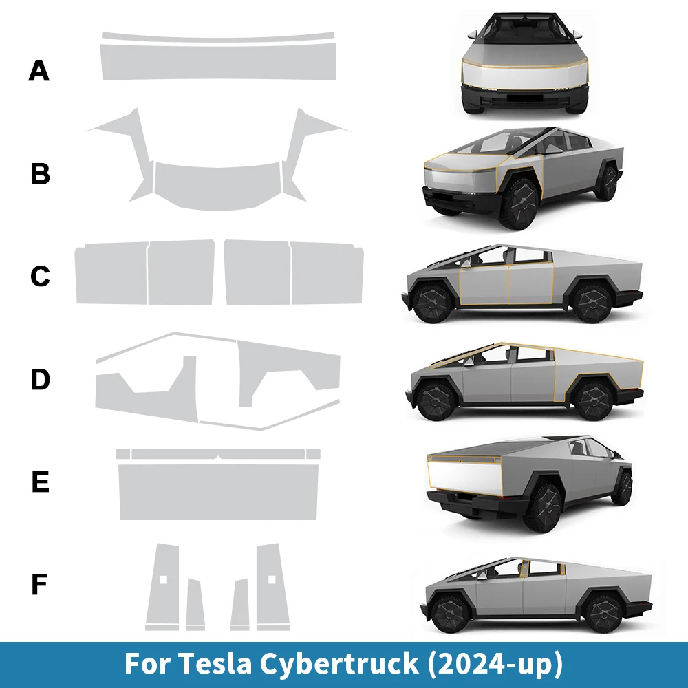 Tpu Invisible Car Paint Protection Film Clear Bra Ppf Decal Kit Per Tesla Cybertruck 2024-Up Antigraffio Trim Accessori Per Auto