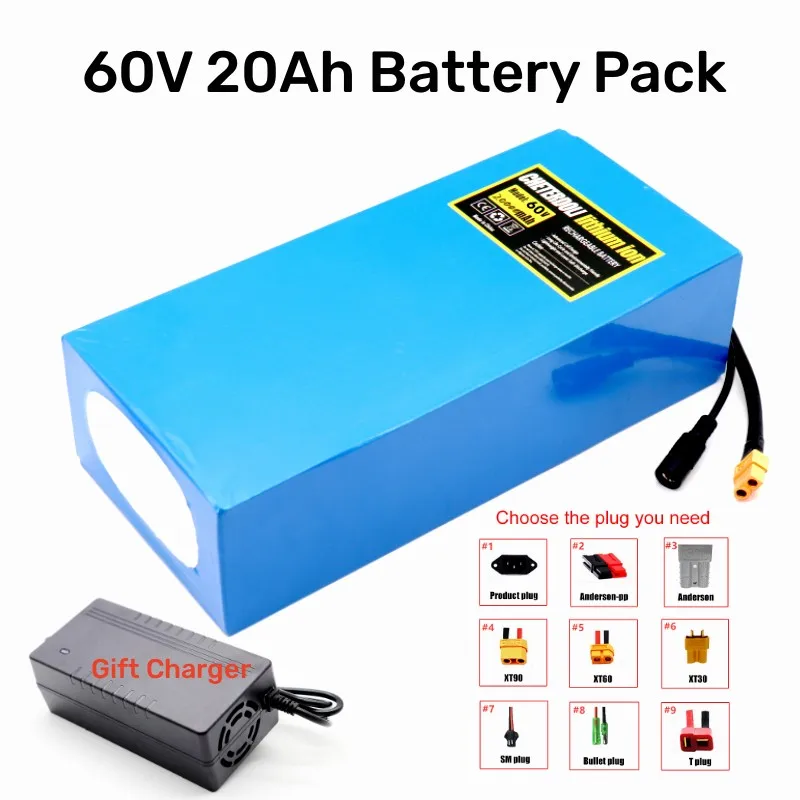 Aleedera 60V 50Ah 40Ah 30Ah 20Ah Scooter Elettrico Bateria Bicicletta Elettrica 21700 Batteria Scooter 60V Batteria Ebike + Caricatore 3A