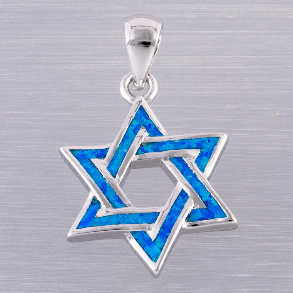 Kongmoon Star Of David Gioielli Opale Di Fuoco Blu Oceano Per Ciondolo Donna Per Collana