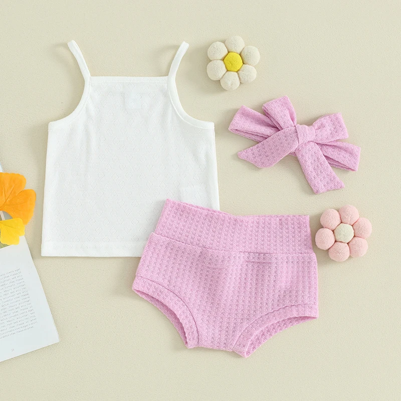Baby Girl Short Set Senza Maniche Cami Tops Floral Ruffle Headband Infant Summer Clothes Shorts 2 Pezzi Set