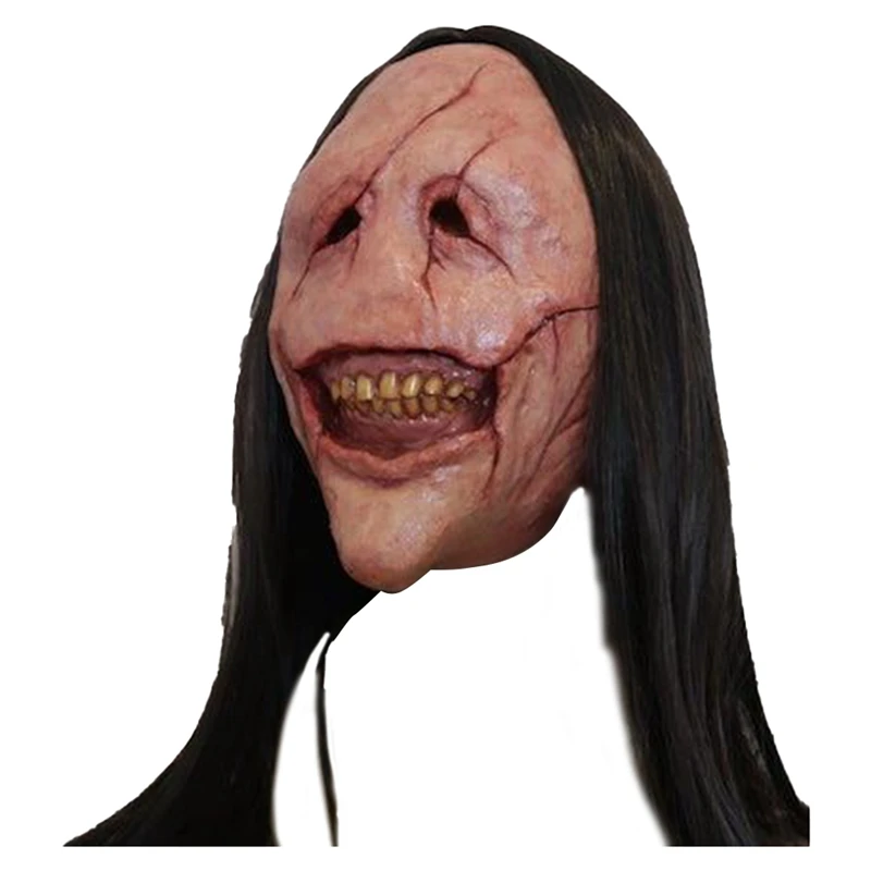 Devil Red Face Devil Mask Toothless Devil Latex Long Hair Mask Costume Di Halloween