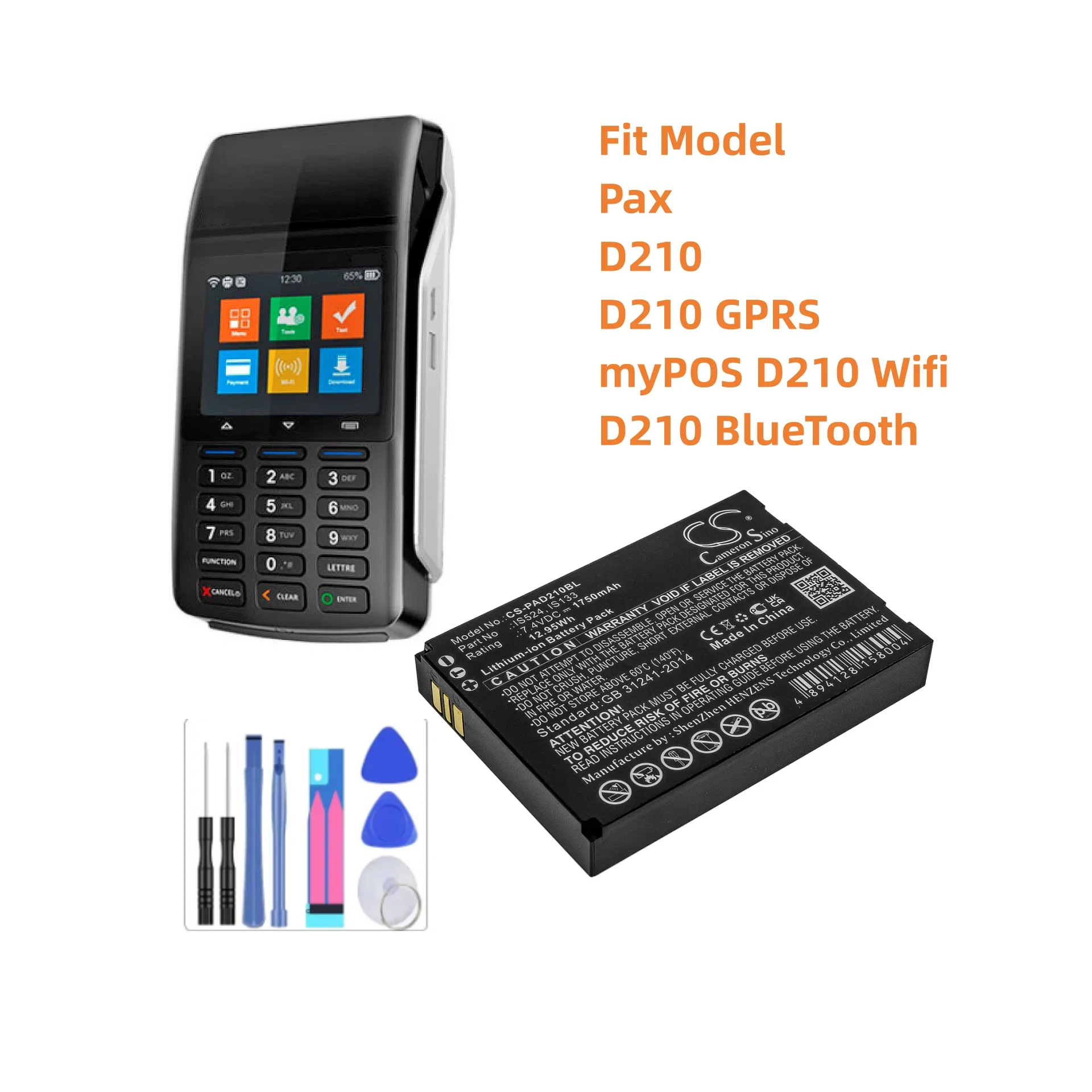 Terminale Di Pagamento Batteria Per Pax Is133 Is524 D210 D210 Gprs Mypos D210 Wifi Bluetooth 1750Mah / 12.95Wh