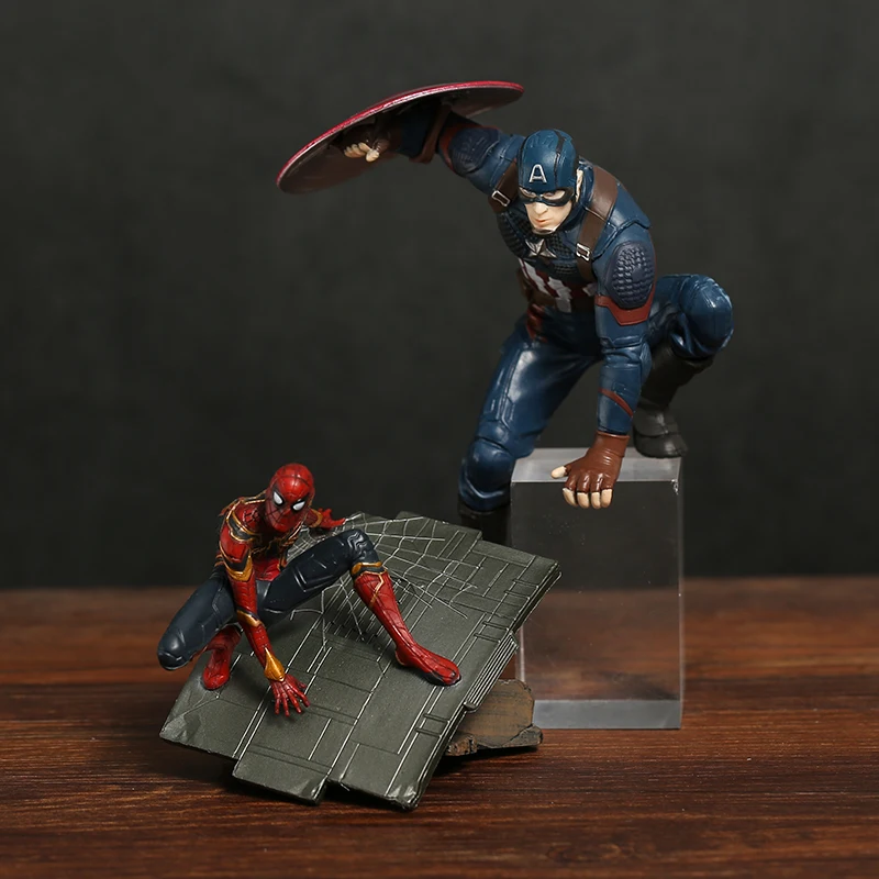 Avengers Captain America Spiderman Iron Man Mark Mk 50 Figure Pvc Model Toy Decoration Anime Figurine Gift