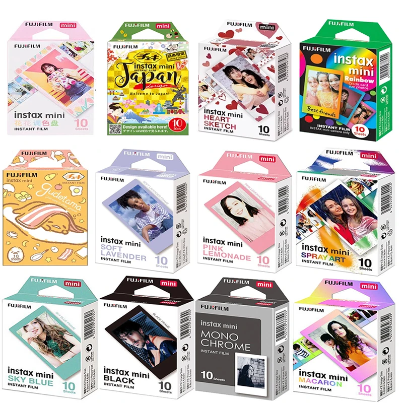 10 Fogli Fujifilm Instax Mini Film Per Fuji Instant Camera Mini 12 Liplay 11 9 8 7S 90 Link Edge Color Instax Film Photo Paper
