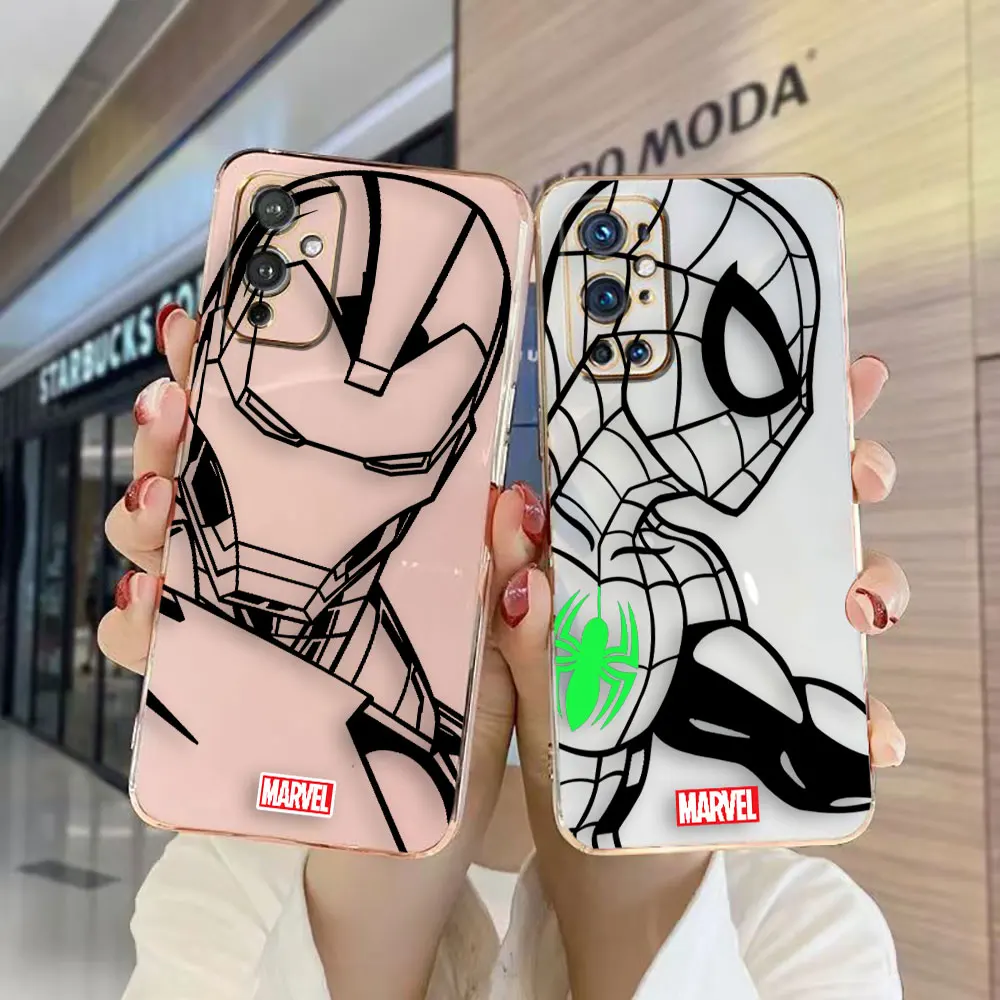 Marvel Line Art Iron Spiderman Cover Smooth E-Tpu Custodia Per Telefono Oneplus 8 8T 9 Nord Ce 2 3 Moto G8 G9 G22 G30 G50 G52 G60 G 5G Custodia