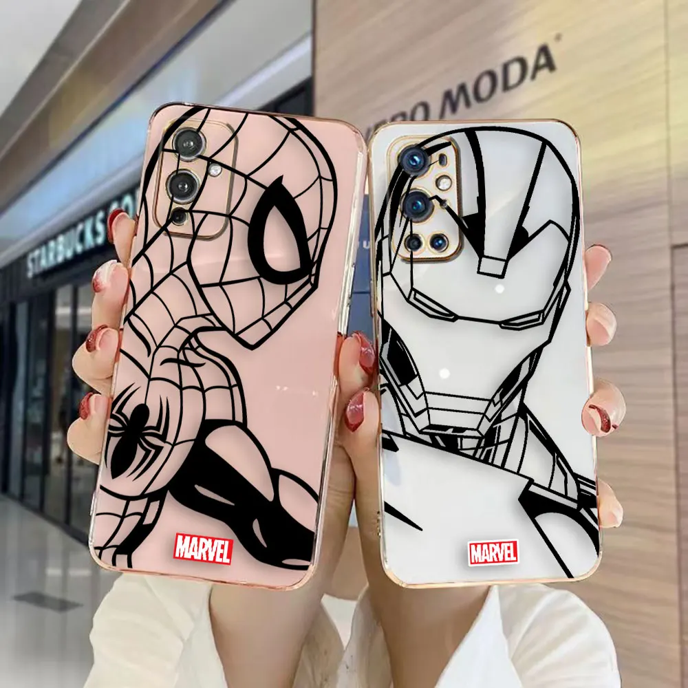 Marvel Iron Spiderman Line Art Cover Smooth E-Tpu Custodia Per Telefono Oneplus 8 8T 9 Nord Ce 2 3 Moto G8 G9 G22 G30 G50 G52 G60 G 5G Custodia