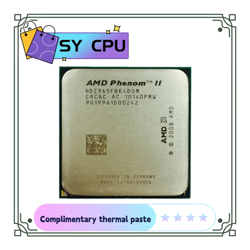 Amd Phenom Ii X4 965 X4-965 3.4Ghz Processore Cpu Quad-Core Socket Am3