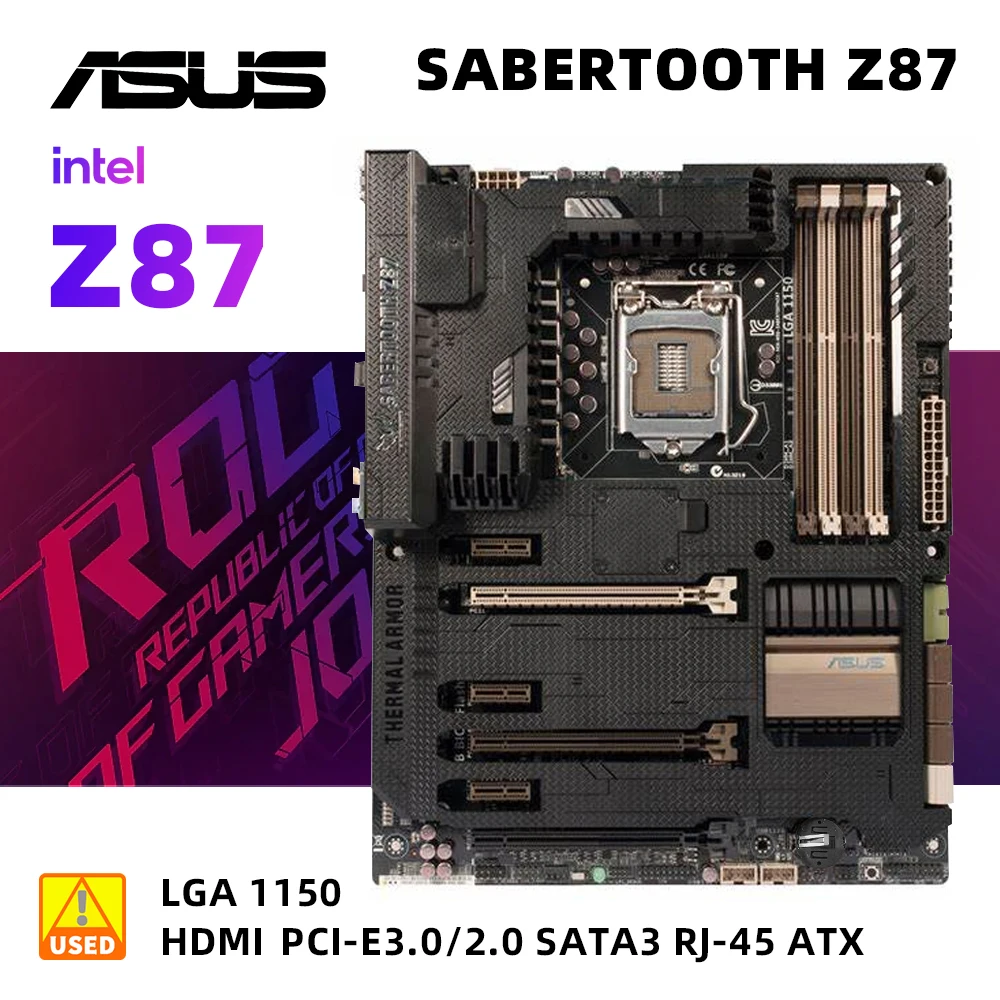 Asus Sabertooth Z87 Scheda Madre E Processore Core I5 4570S Set 1150 Ddr3 Intel Z87 32Gb Usb3.0 Pci-E 3.0 Sata Iii Atx