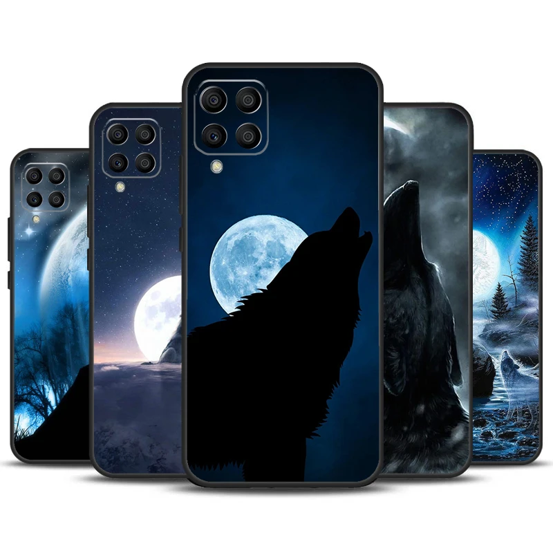 Custodia Moon Roaring Wolf Per Samsung Galaxy M31 M51 M21 M12 M32 M52 M20 M13 M23 M33 M53 M14 M34 M54 M30S Cover