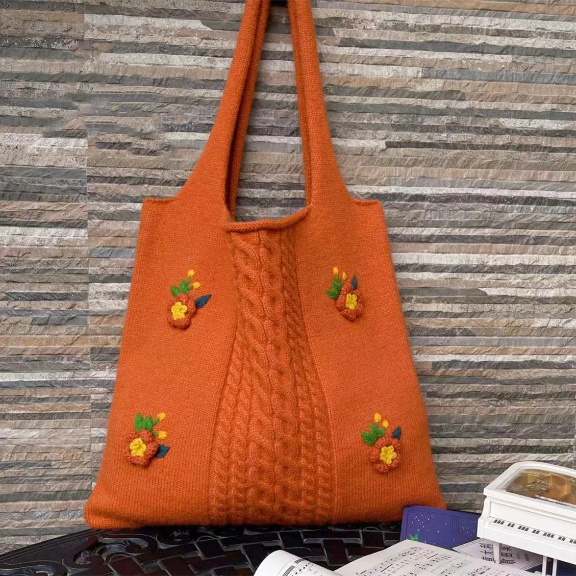 Borsa Tote Di Grande Capacità Lavorata A Maglia Con Ricamo Fatto A Mano Femminile Retro Ibiza Boho Hippie Gypsy Crochet Cottage Granny Pouch Shopping 