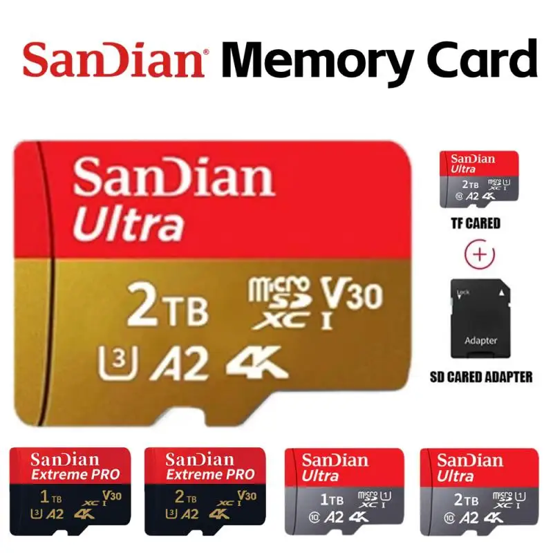 Scheda Di Memoria Originale 2Tb 1Tb 64Gb/U3/128Gb/256Gb/512Gb Micro Sd/Tf Flash Card Microsd U3 4K Per Telefono Drone Camera