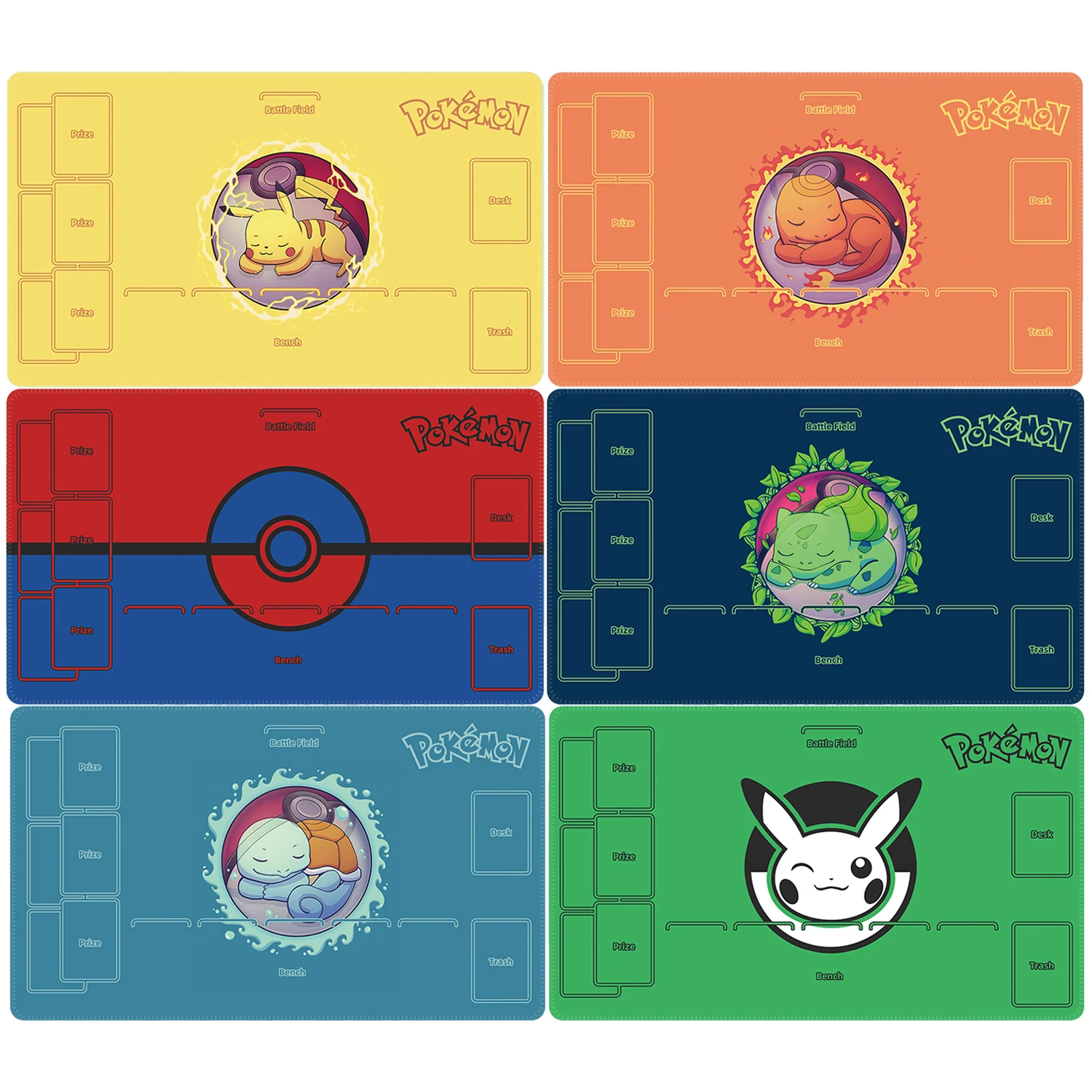 60*35*0.2Cm Ptcg Pokemon Dedicato Game Card Mat Battle Pikachu Charmander Squirtle Bulbasaur Regalo Giocattolo Anime Table Mat