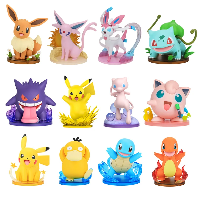Originale Pokemon Pvc Action Figure Pikachu Eevee Leafeon Gengar Bulbasaur Charmander Squirtle Mew Jigglypuff Collection Dolls