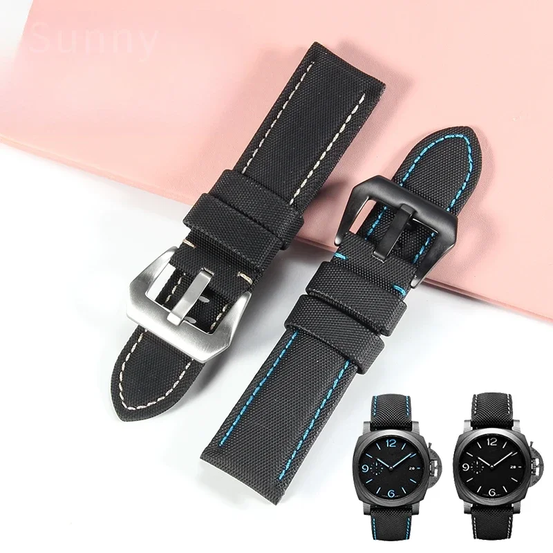 Nylon Fibra Di Carbonio Nero Accessori Impermeabili Per Panerai Pam441 Serie 1661 Hamilton Tissot Canvas Plaid Watchband