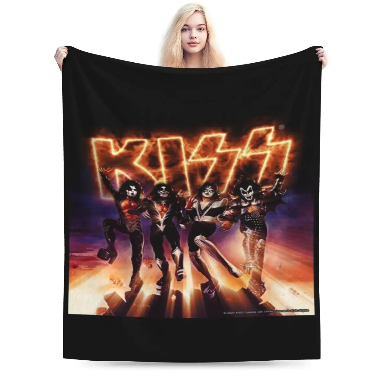 Kiss The Band - Destroyer Fire Logo Una Coperta In Micro Pile Ultra-Morbida
