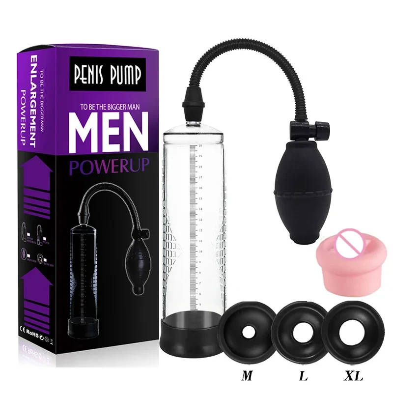 Efficace Ingrandimento Della Pompa Del Pene Vuoto Dick Extender Uomini Giocattolo Del Sesso Aumentare La Lunghezza Ingranditore Treno Maschile Erotico