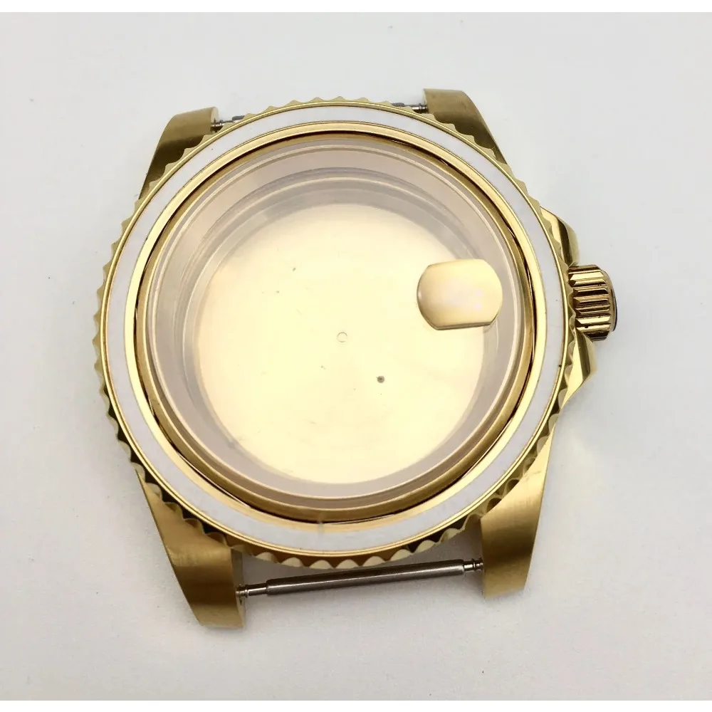 Cassa Dell'Orologio Da 40Mm Cassa In Pvd Dorato Cinturino In Acciaio Inossidabile Vetro Zaffiro Adatto Per Movimento Nh35 36 Per Stile Rolex Seiko Skx