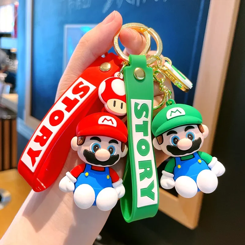 Super Mario Portachiavi Mario Bros Luigi Toad Yoshi Bowser Action Figure Modello Pvc Cartoon Bag Doll Ciondolo Giocattoli Regalo