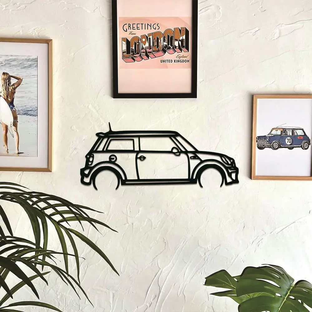 1Pc John Cooper Works Silhouette Metal Wall Art , Mini Cooper Metal Wall Art ,Garage Sign Car Wall Art Wall Hanging Home Wall